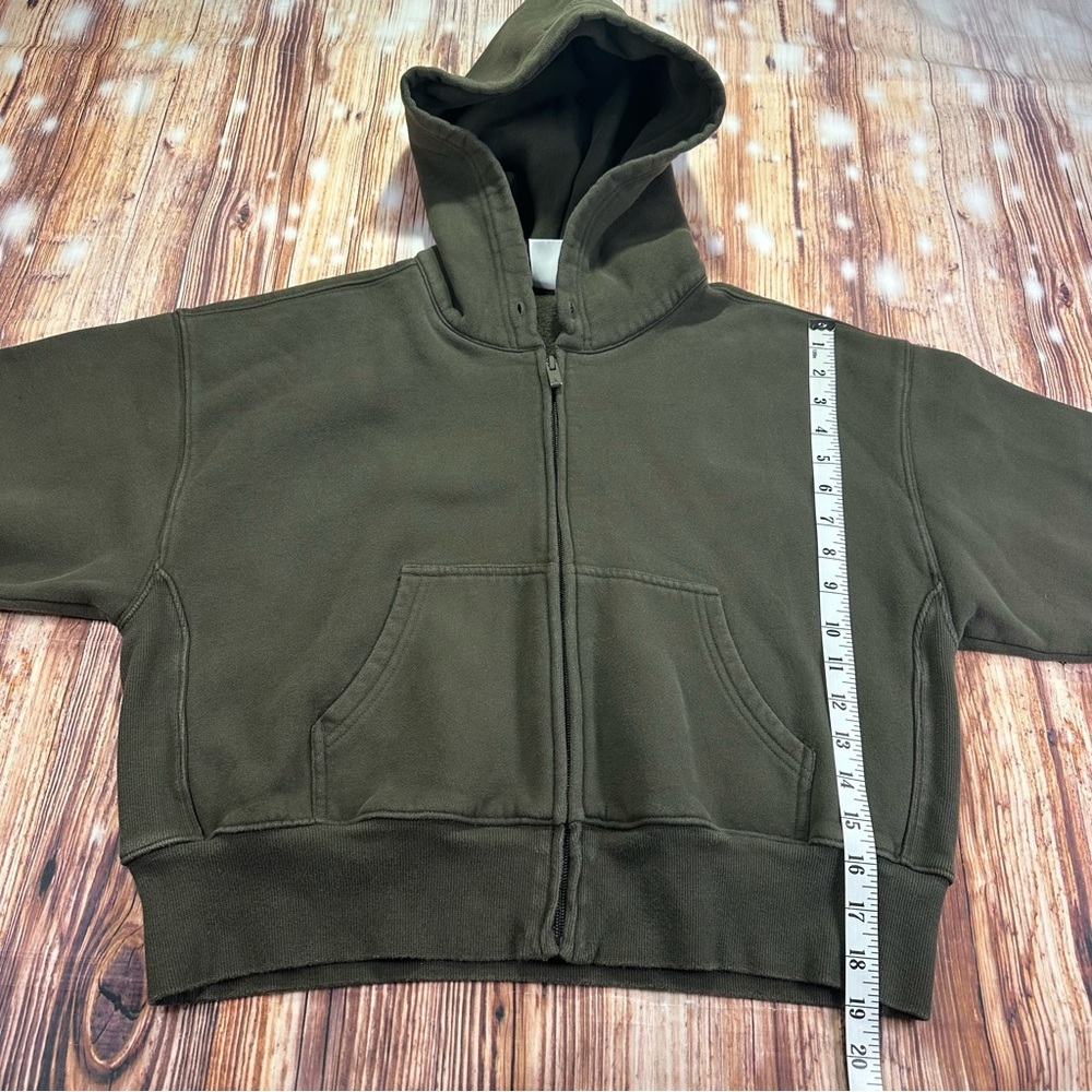 ARITZIA BOYFRIEND FIT SWEATFLEECE COZY FLEECE HOODIE OLIVE GREEN SIZE SMALL - Picture 10 of 16